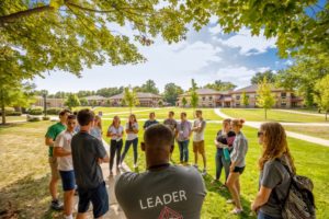 Students gathered on campus in 2019