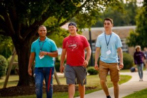 Three male students on welcome weekend 2019