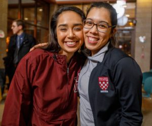 Two female students enjoying free time