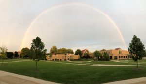 Rainbow arch over the College