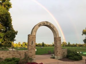 Rainbow behind the arch