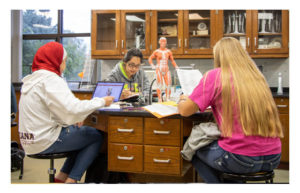 Students working in a science classroom.