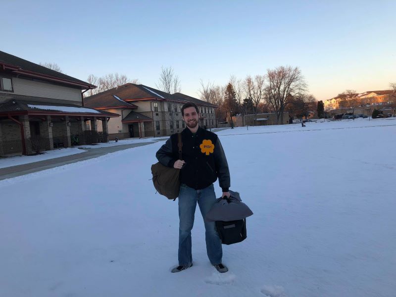 Class of 2018 alumnus Paul Gilsdorf on Holy Cross College campus.