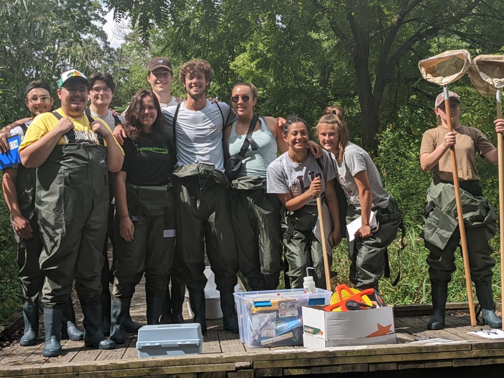 Aquatic ecology students on the St. Joseph River.