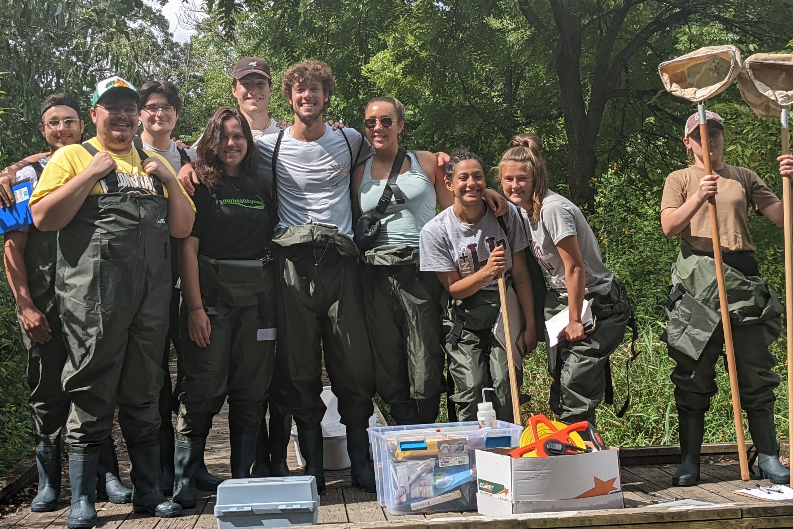 Aquatic ecology students on the St. Joseph River.