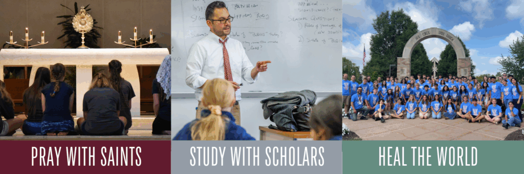 Saints & Scholars Holy Cross College pray. study. heal.